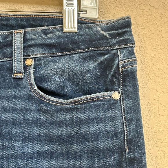 PAIGE Verdugo Ankle Distressed Skinny Jeans Dark Wash Size 32 Flattering - Picture 5 of 10